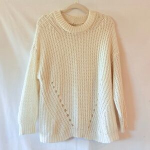Soft American Eagle Outfitters Cream Chunky Knit Oversized Crew Neck Sweater